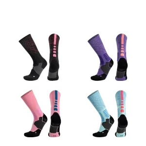 Quality Fancy Logo Elite Seamless Cushioned Socks Sport Athletic Breathable Basketball Crew Terry Running Sock