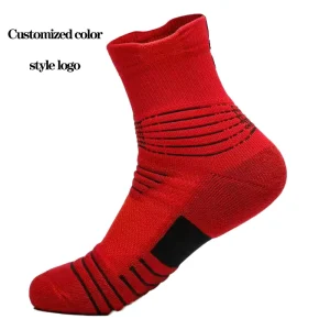 Quality Sports Running Socks for Men Thickened Terry Knitted Cuff Bottom Breathable Performance Crew Style for Autumn Body