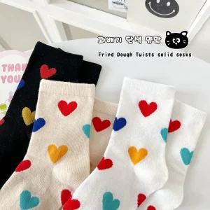 RTS Factory Customized Logo Cotton Knitted Jacquard Embroidered Unisex Socks Men’s Love Children’s Crew Cute Design