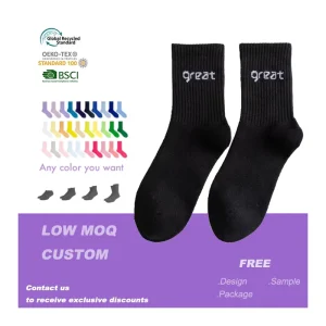 Rainbow Color Custom Size Add Your Logo Half or Full Terry Street Wear Classical Socks
