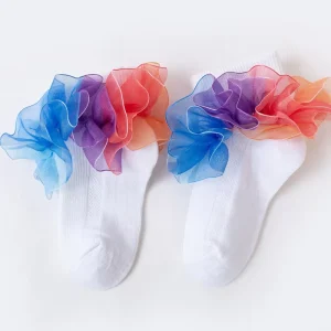 Rainbow Lace Socks 0 3 Months Durable Princess Socks Color Gradient Children’s Lace Socks