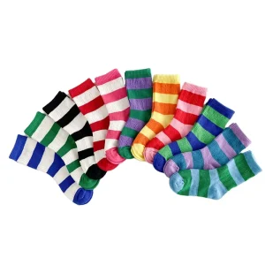 Rainbow Stripe Toddler Socks Unisex Baby Mid Calf Socks Class a Cotton Kids Socks 0 3 Years