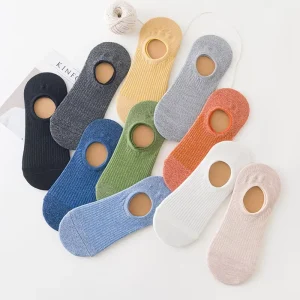 Ready to Ship Custom No Show Men’s Ankle Anti Skid Invisible Socks Breathable Combed Cotton Casual Style Socks