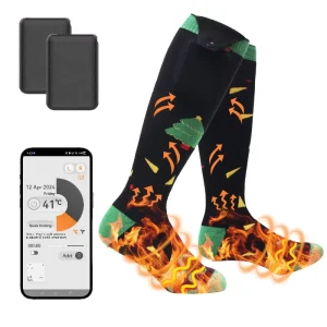 Rechargeable Electric Heated Knee High Socks for Winter Sports for Hiking with Customizable Logo on Cuff