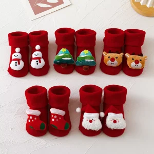 Red Winter Baby Anti Slip Socks 3d Christmas Thick Kids Socks Cute Non Slip Children’s Socks