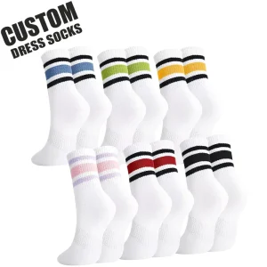 Retro Classic Athletic Sport Running Crew Socks Women’s Casual Cotton Knitted Novelty Socks With Autumn Print Logo