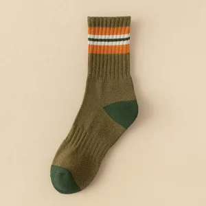 Retro Tube Striped Winter Thick Terry Wool Socks Men Ribbed Warm Woolen Crew Socks Set Casual Body Anti Bacterial