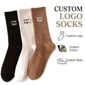 Ribbed Crew Breathable Soft Fashion Casual Sports Women Custom Embroidery Logo Crew Socks