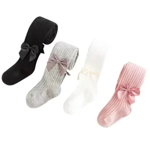 Ribbon Bow Spring&Autumn Tights Pantyhose Cotton for Girls and Babies