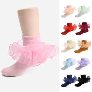 Ruffle Socks for Toddlers Baby Girls Knitted Cotton Fluffy Lace Ruffle Sweet Princess Cute Lace Socks