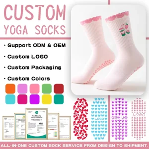 Ruffle Trim Anti-Slip Yoga Socks Customizable Grip Patterns & Embroidery Logo OEM Supplier for Pilates