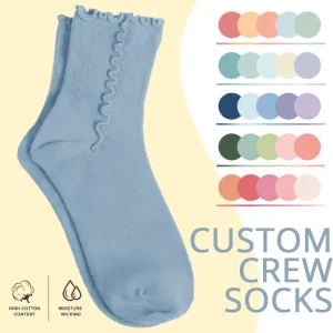 Ruffle Women Socks Crew Athletic Cotton Logo Socks Sports Fashion Gym Design Luxury Custom Socks