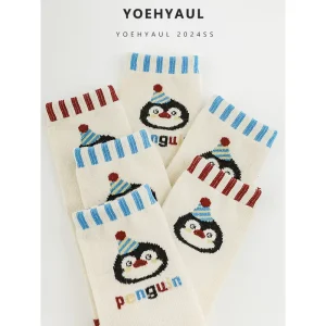 S1661 Breathable Penguin Series Socks Cartoon Custom Sports Three color Optional Children’s Fun Socks