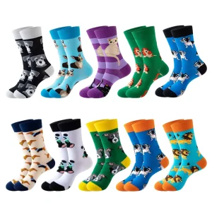 SN Factory Custom Combed Cotton Quality Cute Animal Dress Socks Whole Sale Crew Fancy Men’s Socks