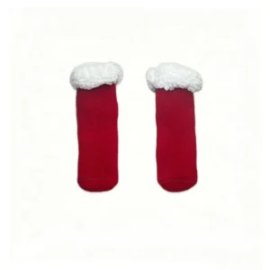 Santa Soft Crew Indoor Socks for Babies with Anti Slip Grips and Winter Cartoon Pattern