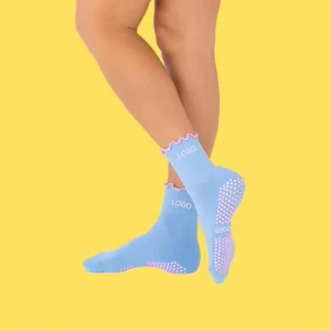 Seamless Grip Sports Socks for Trampoline Non Slip Yoga Ankle Barre Curves Summer Thin Compression Tube Crew Ruffle Lulu’s