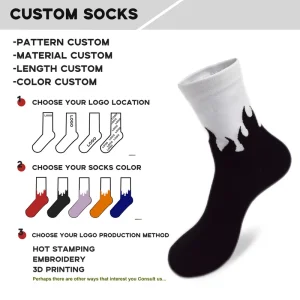 Selling Flame Pattern Fashionable Styles Street Socks Men Breathable Soft Knitted Crew Sports Socks