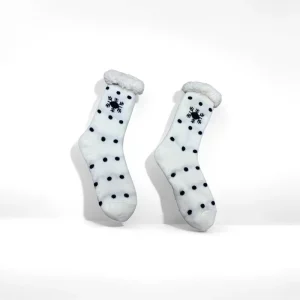 Sherpa Lined Christmas Reindeer House Socks for Women