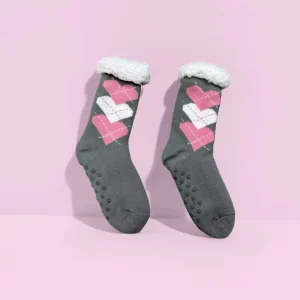 Sherpa Lined Christmas Reindeer Lounge Socks for Women