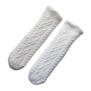 Sherpa Lined Wool Socks Jacquard Pattern Crew Length Women’s Winter Socks for Extreme Warmth and Daily Use