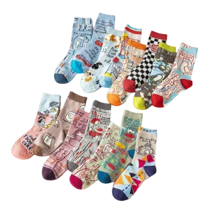Short Knee Socks for Ladies Fun Cotton Socks Women Fashion Socks for Woman