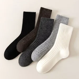 Single Needle Wool Men’s Autumn Winter Padded Casual Business Socks Comfortable Warm Sweat absorbing Anti Friction Thick Simple