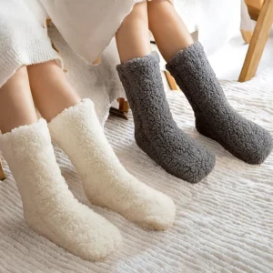 Sleeping Winter Socks Women Fluffy Standard Compression Transparent Anti Slip Thermal Cozy Soft Fuzzy Socks