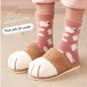 Sleeping Winter Warm Socks Fluffy Thick Cute Girls Cozy Soft Fuzzy Socks Hosiery Women Socks
