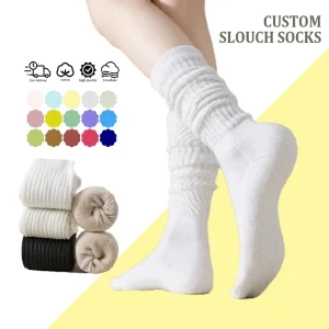 Slouch Socks Soft Knee High Customised Women Socks Cotton Design Personalized Custom Socks