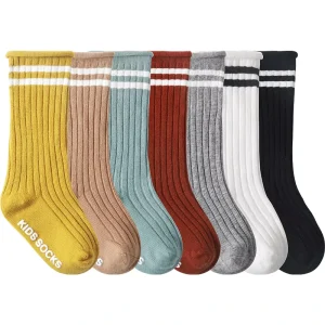 Slouchy Infant Toddler Ribbed Socks Neutral Striped Baby Boys Girls Socks