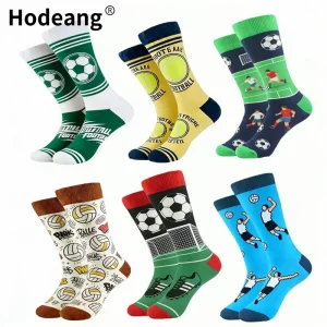 Soccer Volleyball Tennis Print Sports Crew Socks Novelty Athletic Socks for Sports Fans