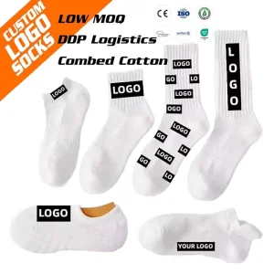 Socks Factory Custom Logo Design Knitted Breathable Unisex Cotton Running Crew Bottom Sports Socks Men