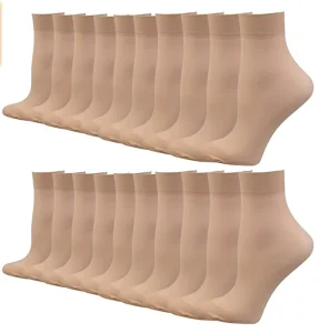 Socks Hosiery Skin Color Women’s Ankle High Sheer Nylon Socks Soft Tight Reinforced Toe Summer Socks Ladies