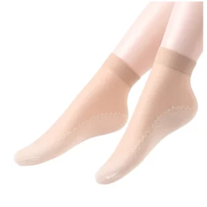 Socks Ultrathin Crew Knitted Cotton Standard Solid Breathable Anti Slip High Elastic Soft Casual Women’s Socks