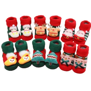 Socks Winter Terry Thick Warm Baby Socks Christmas Red Children’s Socks Newborn Floor Socks Cotton Grip Girl Socks