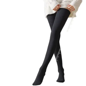 Socks Women’s Socks Solid Color Pit Strip Wind Wool Stockings Warm Thin Sweat Absorption High Tube