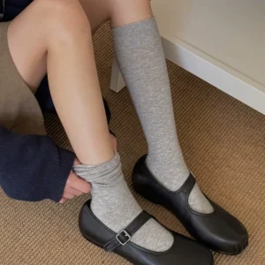 Socks for Women Basic Solid-Color Mid-Calf Slouch Socks