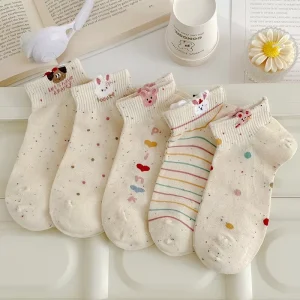 Socks for Women Cartoon Women’s Ankle Socks Knitted Spring Summer Korean Style Breathable Trendy Low cut Boat
