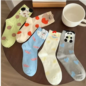 Socks for Women Cute Mid Calf Socks Cartoon Women Casual Wear