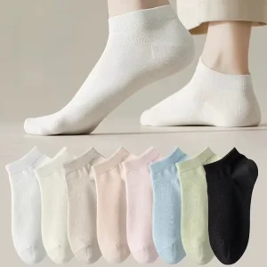 Socks for Women Summer Thin Solid Color Short Cotton Socks for Women Simple Cotton Absorbent Sweat