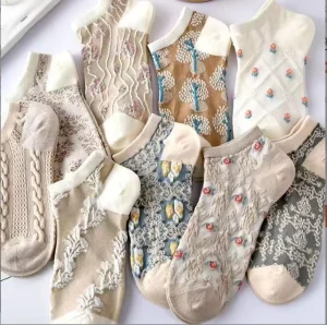 Socks for Women Vintage 3D Embossed Women’s Ankle Socks New Style