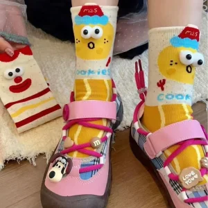 Socks for Women Women’s Socks Autumn Winter Cartoon Personality Mid Calf New Japanese Style Cute Doll Version Slouch Socks