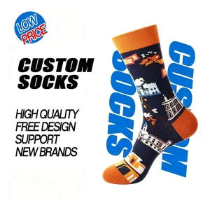 Soft Breathable Anti Bacterial Combed Cotton Funny Colorful Dress Funky Socks for Men