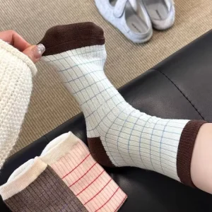 Soft Comfortable Women’s Knitted Crew Striped Cotton Breathable Slouch Socks Design Your Own Spring Socks