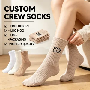 Soft Cotton Logo Women Socks Sports Crew Designer Athletic Luxury Brand Socks Custom Socks