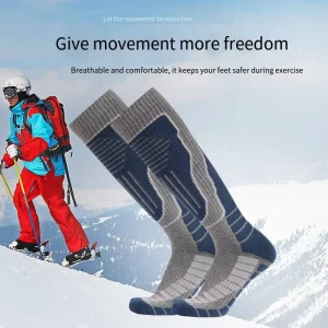 Soft Cotton Thick Knitted Ski Socks Thermal Knee-High Cuff Logo Warm Socks for Snowboarding Winter Sports & Hunting