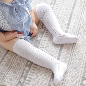 Soft Cute Baby Girl Socks 0-3 Year Toddler Baby Thin Mesh Breathable Socks Newborn Infant Baby Boy Cotton White High Knee Socks