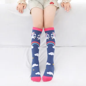 Soft School Cotton Knee High Funny Colorful Animal Cute Kids Unicorn Children Socks