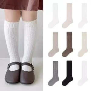 Solid Color Baby Girls Knee High Sock School Uniform Tube Socks