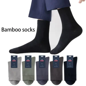 Solid Color Bamboo Socks Men Business Black Socks